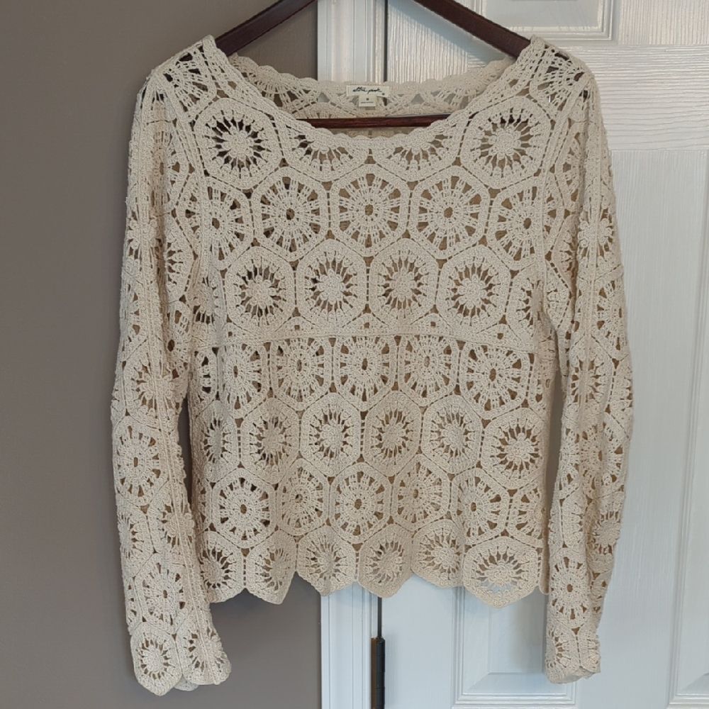 Ultra Pink Ivory Cream Crochet Top Grannycore Cottagecore Boho